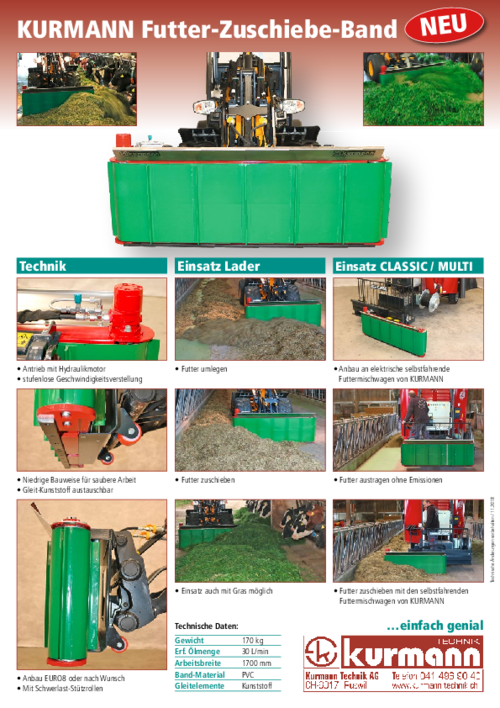 Dokumentation KURMANN Futter Zuschiebe-Band - Deutsch